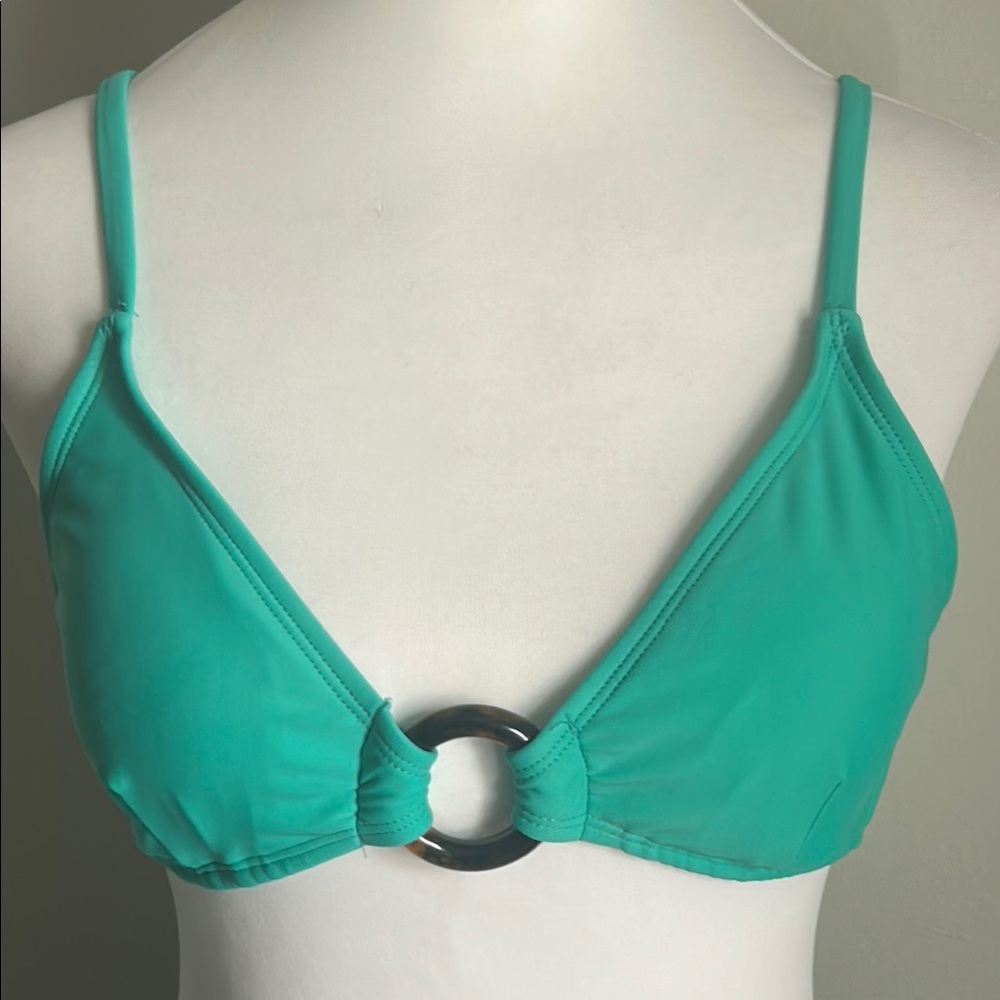 No Boundaries Pale Teal Green Bikini Top with Ring Detail